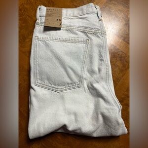 PacSun Dad Jean - High Rise, Relaxed Straight Leg, Button Fly White/Light blue